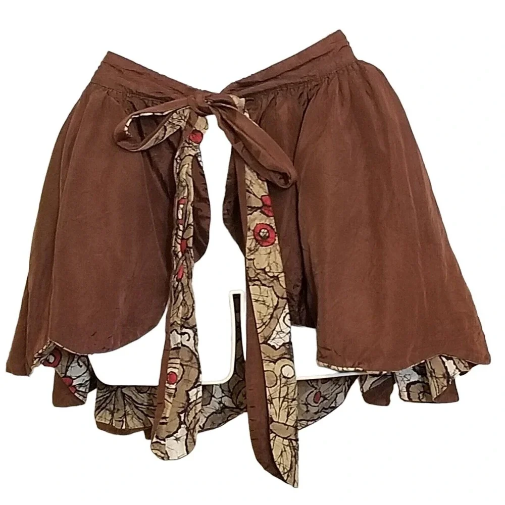 Vintage 50s Reversible Half Apron Butterfly Brown Red